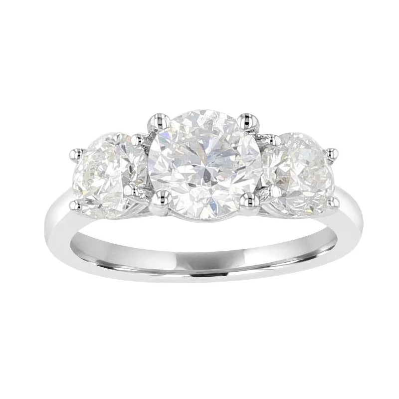 Classic Diamond Ring 14KT White Gold 3 CTW Diamond 3 Stone Ring