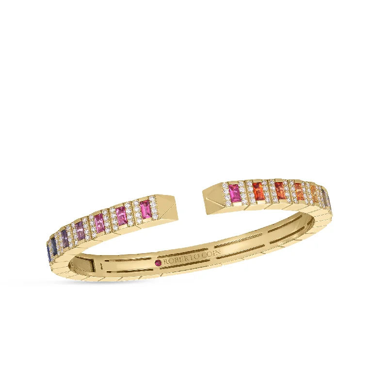 18K YELLOW GOLD OBELISCO MIXED STONE PAVE BANGLE