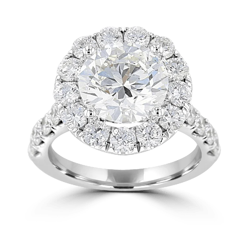 Custom Jewelry 18KT White Gold 6.77 CTW Diamond Accent Round Halo Ring