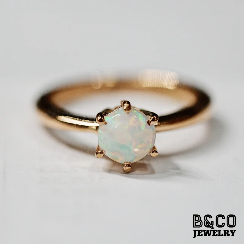 Gold Necklace 1ct Solitaire Opal Engagement Ring