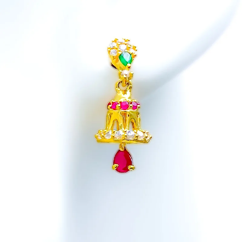 Colorful Dainty Jhumki 22k Gold Earrings