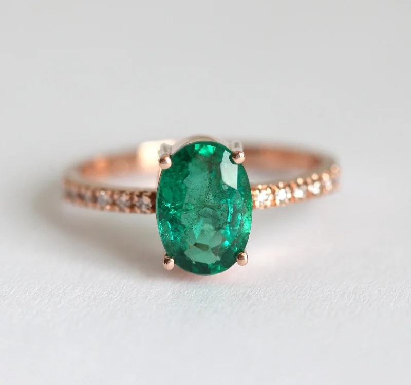 Sterling Silver Stella Oval Emerald Ring