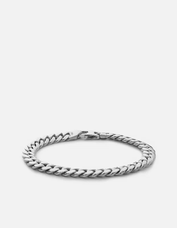 6.5mm Cuban Chain Bracelet, Sterling Silver