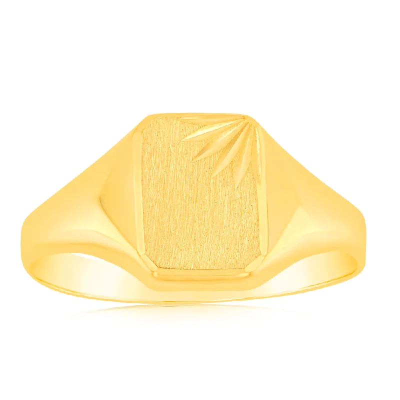 Delicate Necklace 9ct Yellow Gold Signet Gents Ring