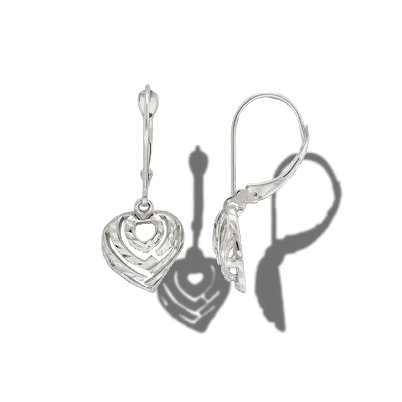 Aloha Heart Earrings in White Gold - 11mm