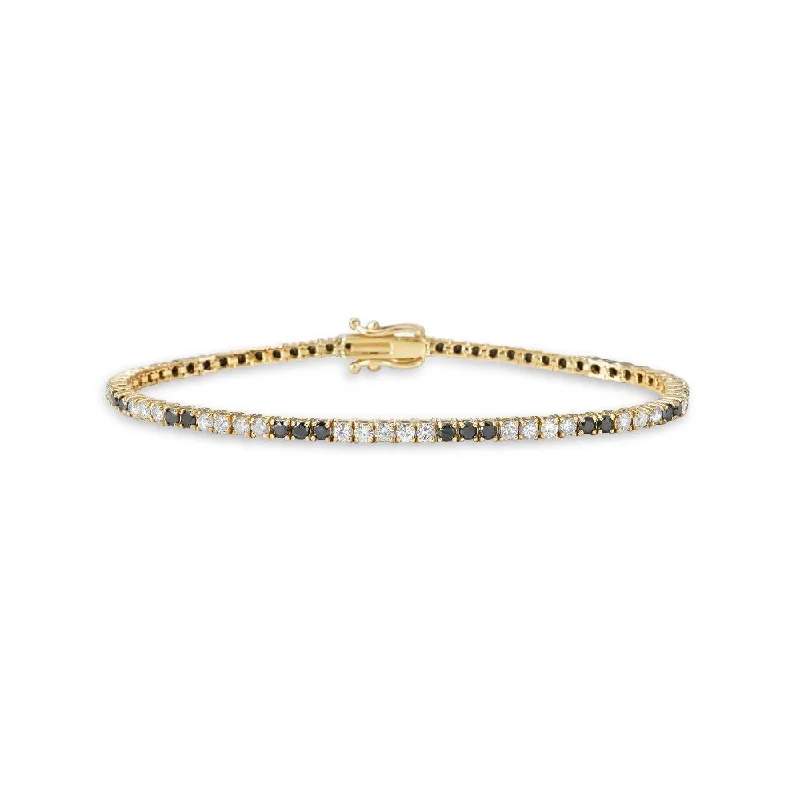 Alternate Black & White Diamond Tennis Bracelet (3.10 ct.) 2.50 mm 4-Prongs Setting in 14K Gold