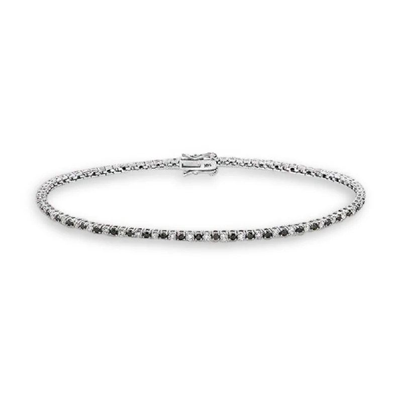 Alternate Black & White Diamond Tennis Bracelet (2.00 ct.) 2.00 mm 4-Prongs Setting in 14K Gold