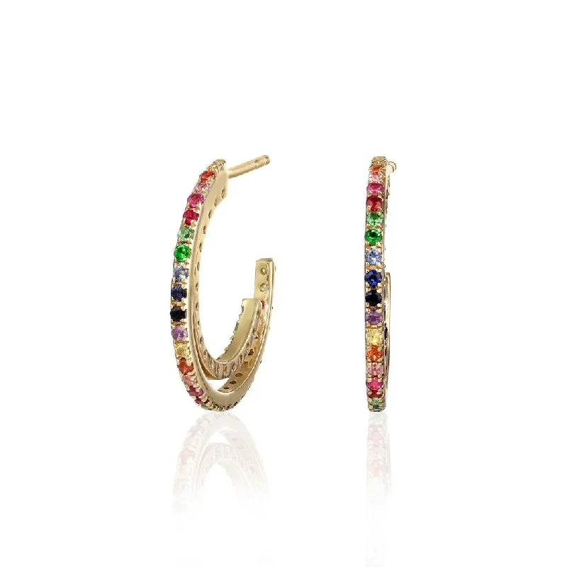 Josephine 18K Gold Earrings w. Sapphires, Tsavorites, Rubies & Amethysts