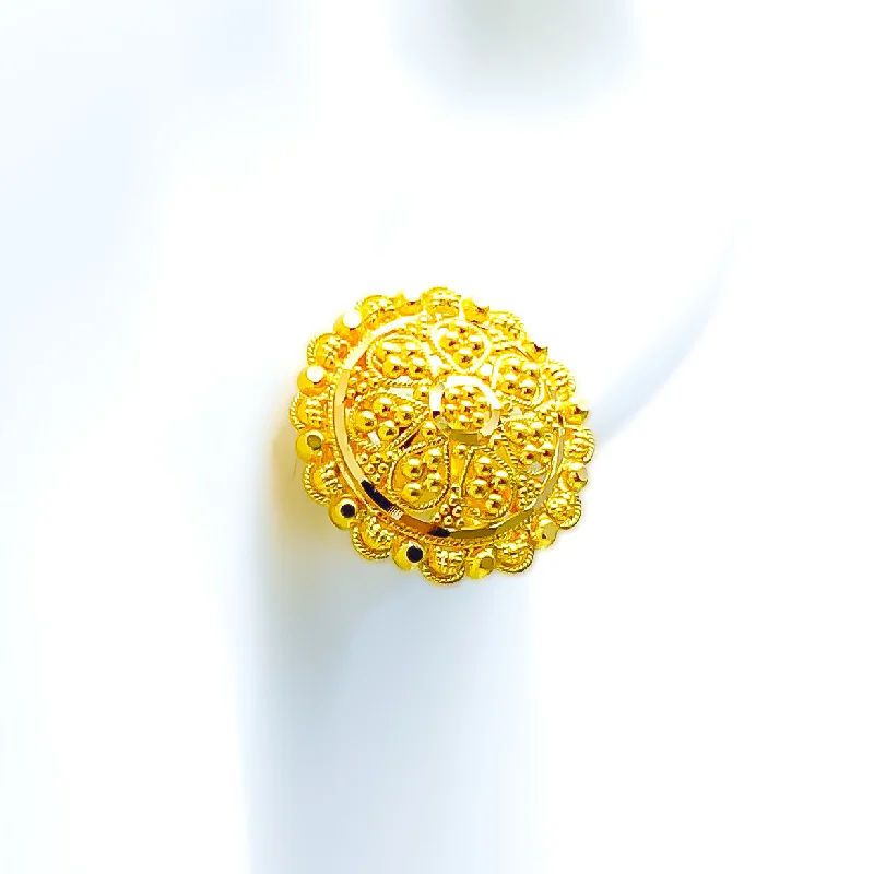 Bright Beaded Filigree 22k Gold Earrings