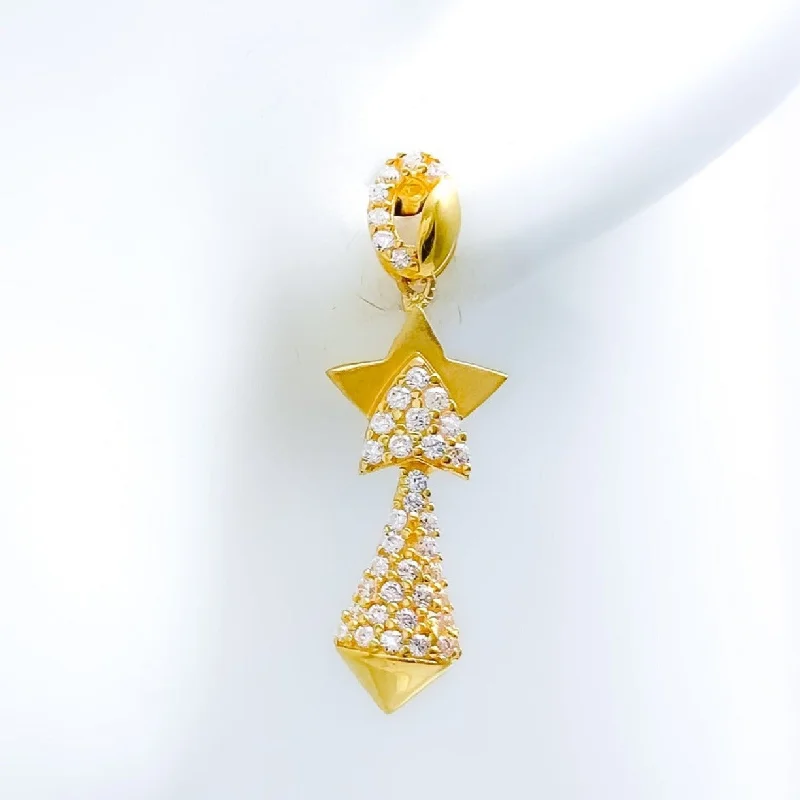 Bright Star Accented CZ 22k Gold Earrings