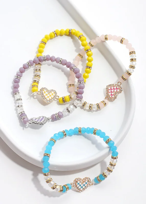 Checkered Heart Bead Bracelet