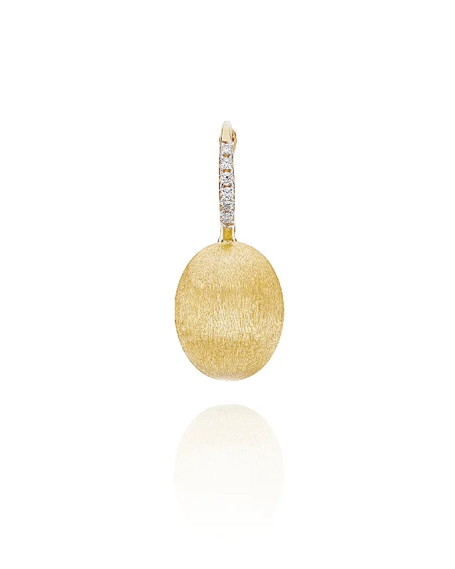 "Ciliegina" Gold ball drop single earring with diamonds details (MEDIUM)