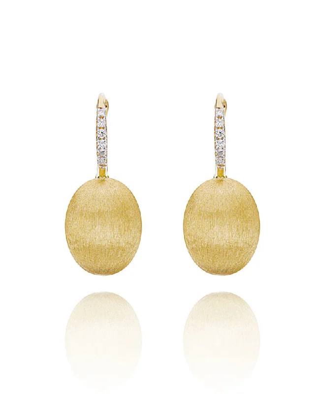 "Ciliegine" Gold ball drop earrings with diamonds details (MEDIUM)