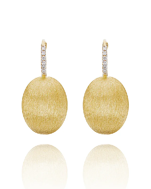 "Ciliegine" Gold ball drop earrings with diamonds details (LARGE)