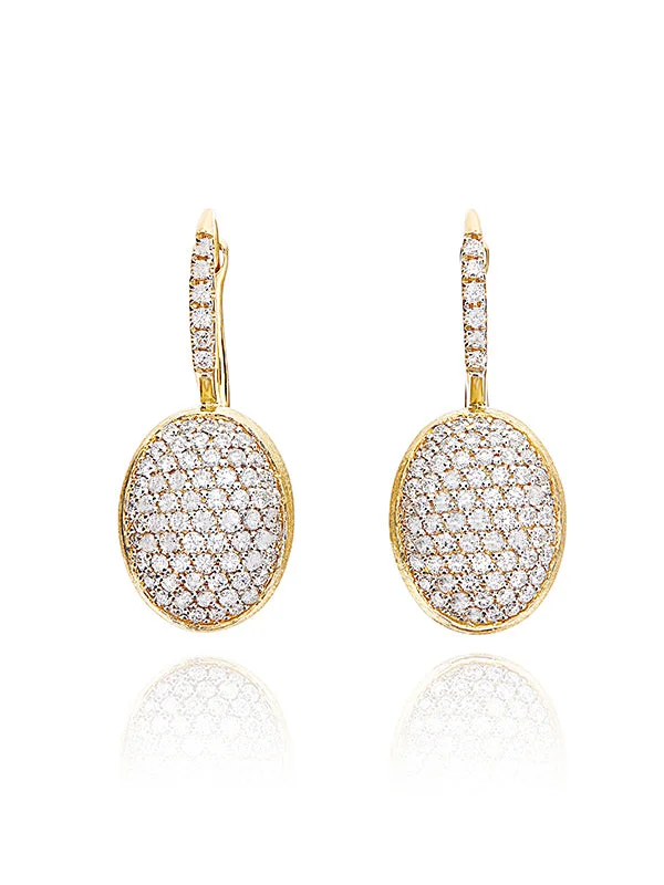 "Ciliegine" Gold and diamonds ball drop earrings (medium)