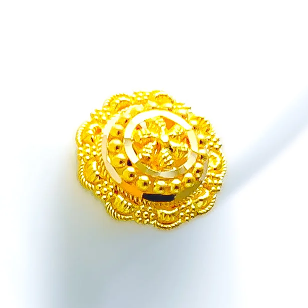 Classic Radiant Flower 22k Gold Earrings