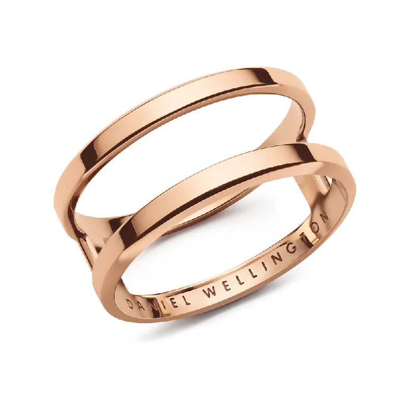 Infinity Ring Daniel Wellington Rose Gold Plated Stainless Steel Elan Dual Ring Size "N"