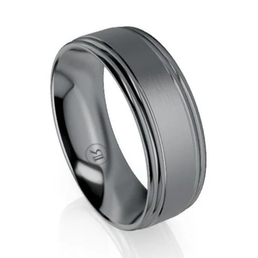 Wedding Band Dual Side Cut Edges Tantalum Wedding Ring