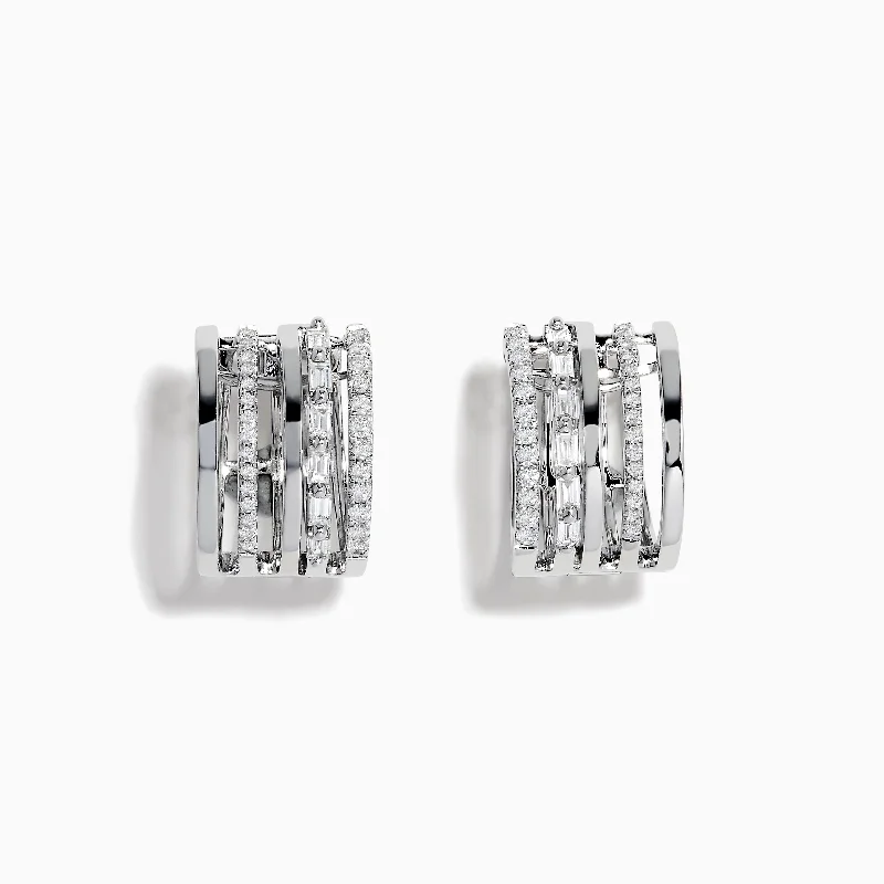 Classique 14k White Gold 1/2" Diamond Hoop Earrings 0.47 TCW