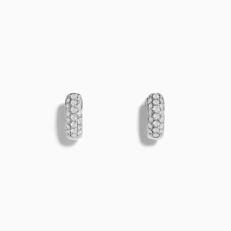 Pave Classica 14k White Gold Diamond Huggie Earrings