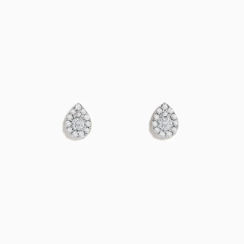 Pave Classica 14K Yellow Gold Pave Diamond Pear Shaped Stud Earrings