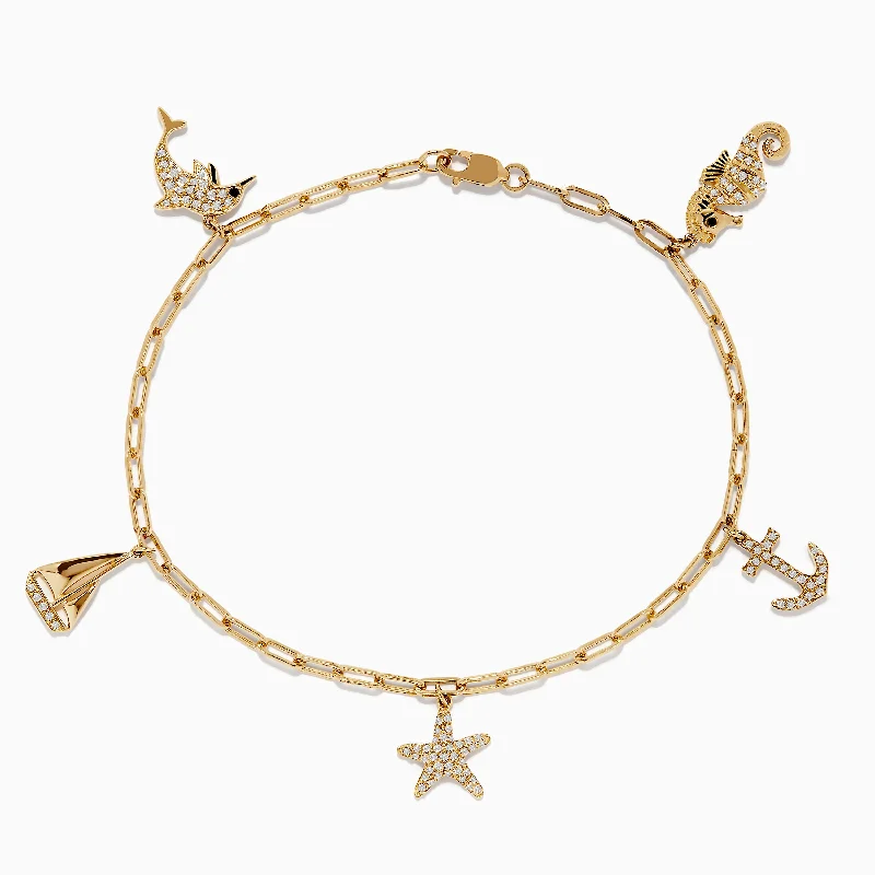 Seaside 14K Yellow Gold Diamond Charm Bracelet