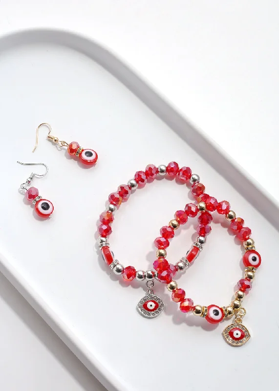 Red Evil Eye Bead & Earring Set