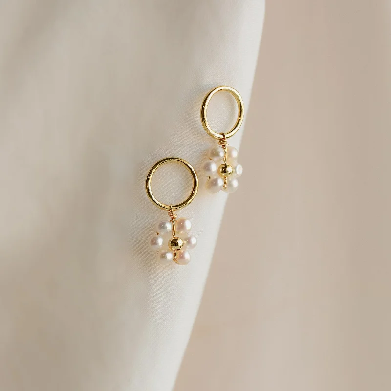 Flower Pearl Drop Earrings