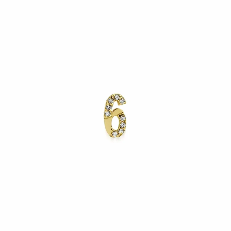 Numerology 6 - Single 18K Gold Earring w. Sapphires