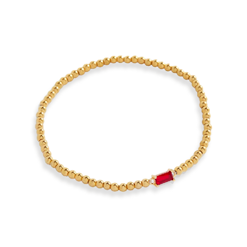 Gold Beaded Birthstone Bracelet