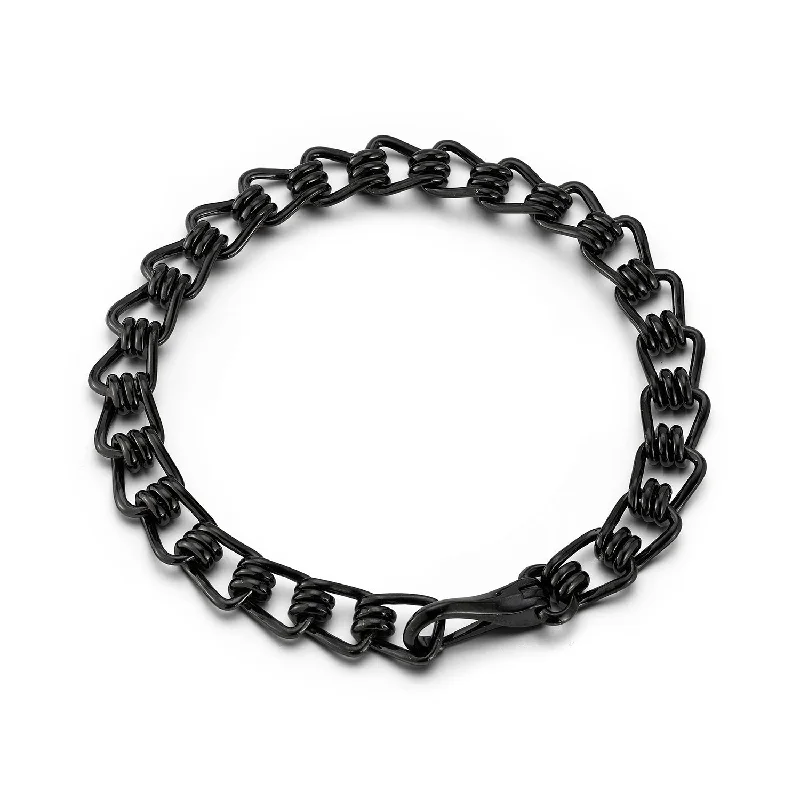 HUXLEY BLACK STERLING SILVER COIL LINK BRACELET