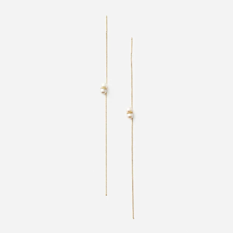 Twin Pearl American 18K Gold Earrings