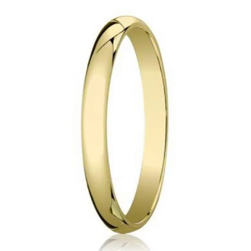 Classic Pendant 3mm Traditional Domed Polished Finish 14K Yellow Gold Wedding Band