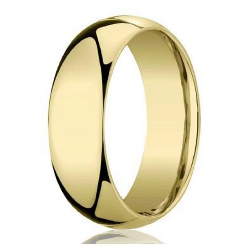 Heart Locket 18K Yellow Gold Men's Designer Wedding Band, Plain Dome | 5mm