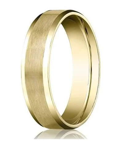 Boho Earrings 18K Yellow Gold Men's Designer Wedding Band, Beveled Edges | 8mm