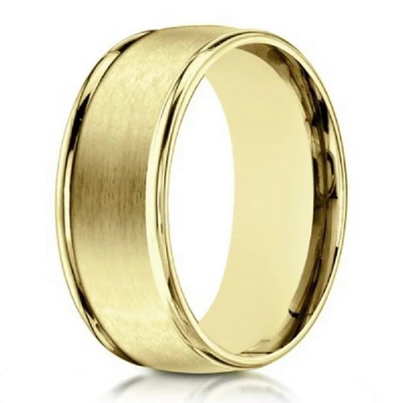 Fashion Ring 14K Men's Yellow Gold Traditional Wedding Band | 8mm width