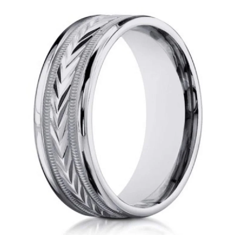 Handmade Bracelet 14K White Gold Designer Wedding Band for Men | 6mm Width