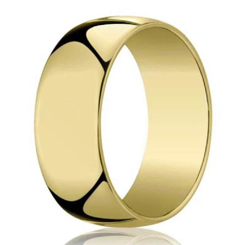 Gold Earrings 14k Men's Designer Yellow Gold Wedding Ring | 7mm width