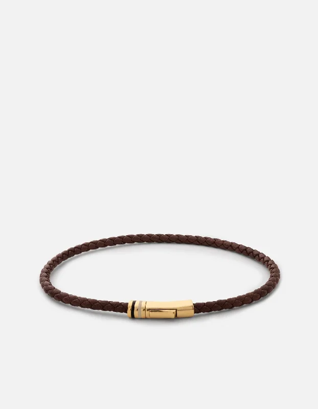 Juno Leather Bracelet, Gold Vermeil