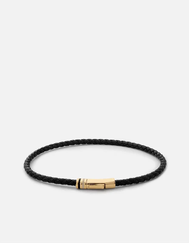 Juno Leather Bracelet, Gold Vermeil