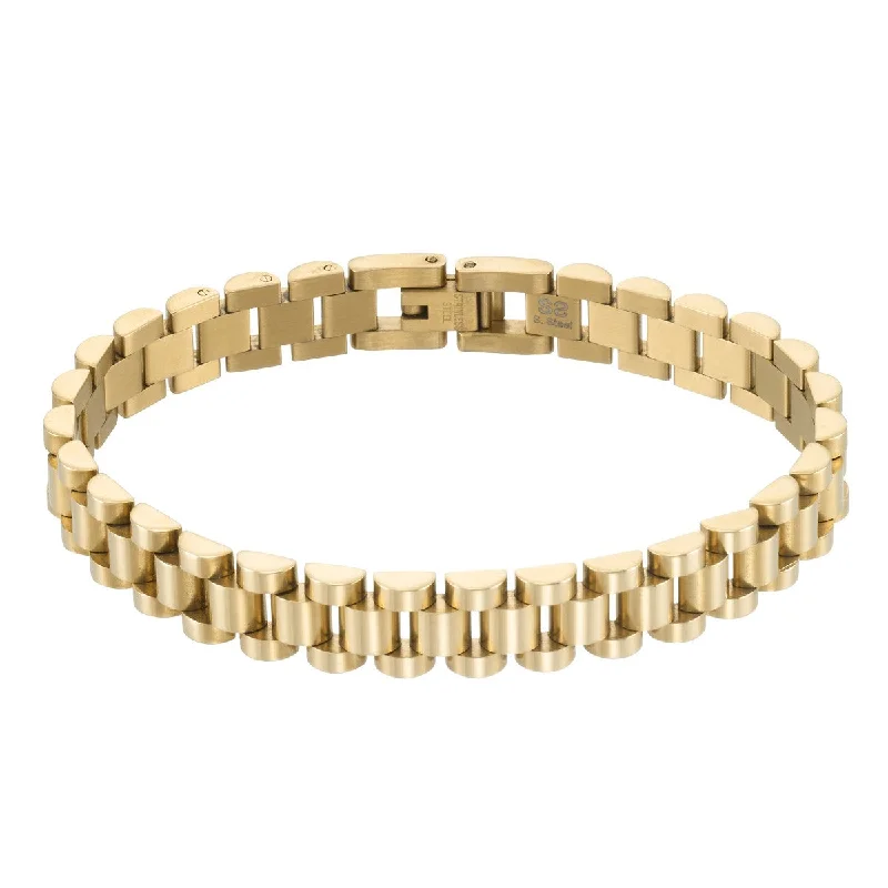 King by Simone I. Smith Yellow Stainless Steel 8.5-inch 10MM Rolex Look Bracelet