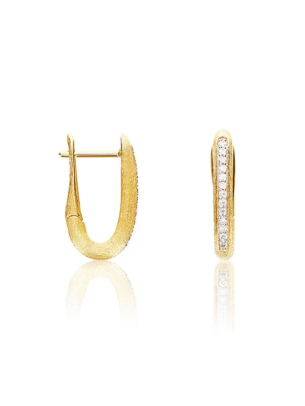 Libera small gold square hoop earrings with diamonds