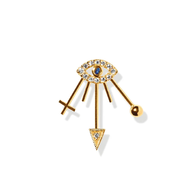 Miss Eylie Gold Diamond Sapphire Earstud