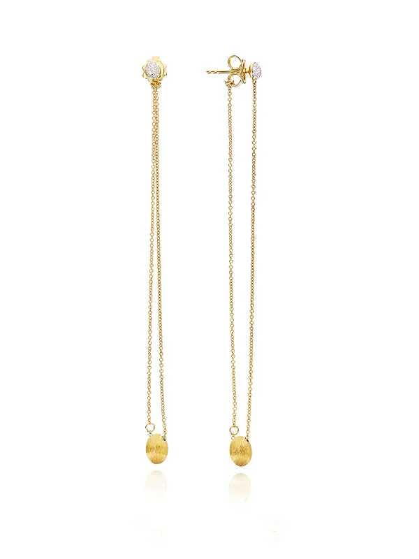 "Luce" Gold and diamonds long Earrings