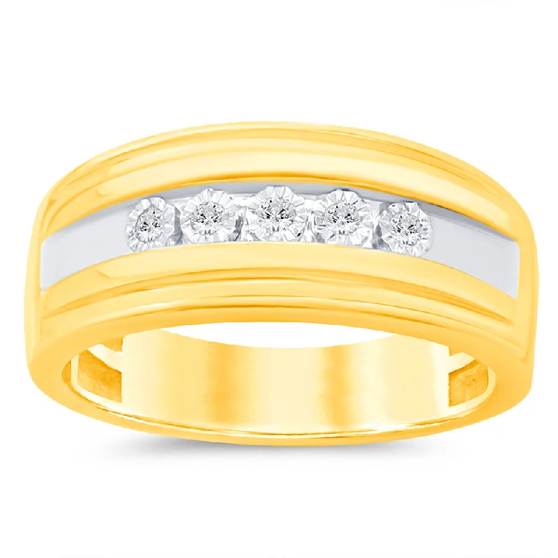 Elegant Jewelry Luminesce Lab Grown Diamond Gents Ring in 9ct Yellow Gold