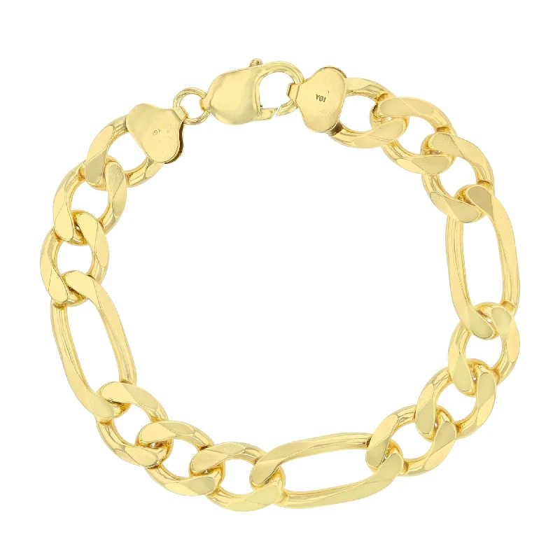 Luxe Layers 14KT Yellow Gold Plated Sterling Silver 8.5-inch 11.5MM Diamond-cut Figaro Bracelet