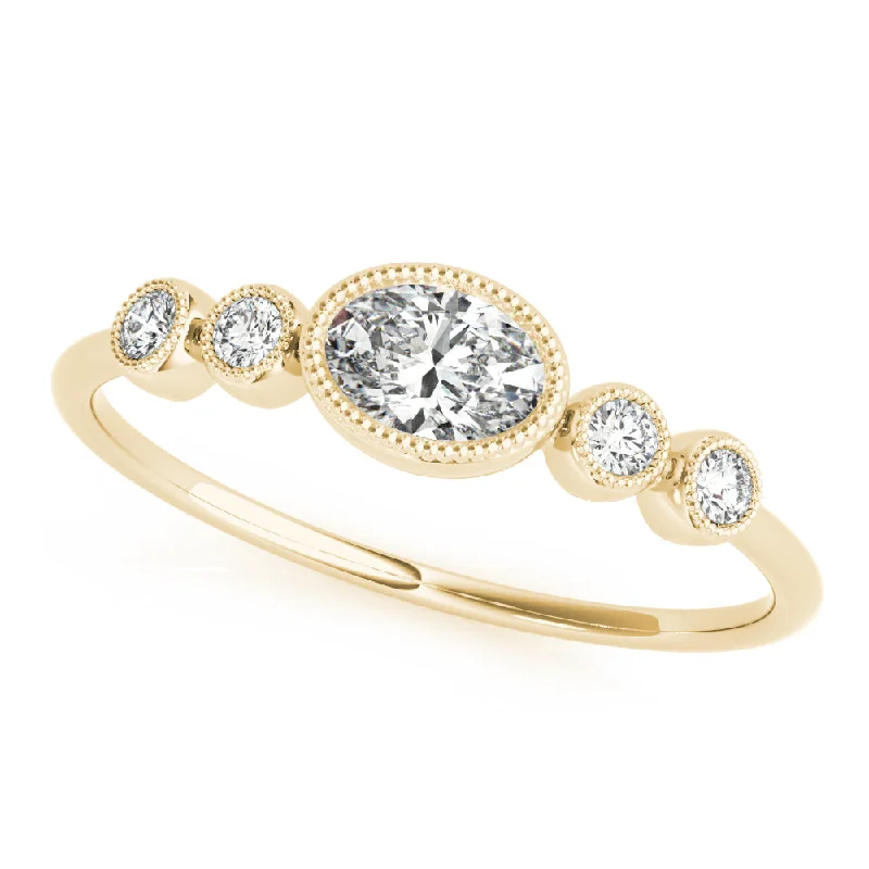 Classic Gold Ring Peggy Oval Milgrain Diamond Ring