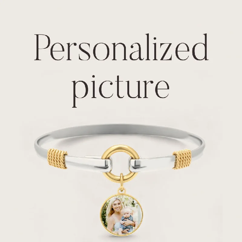 Personalized Photo Two-Tone Charm Bracelet