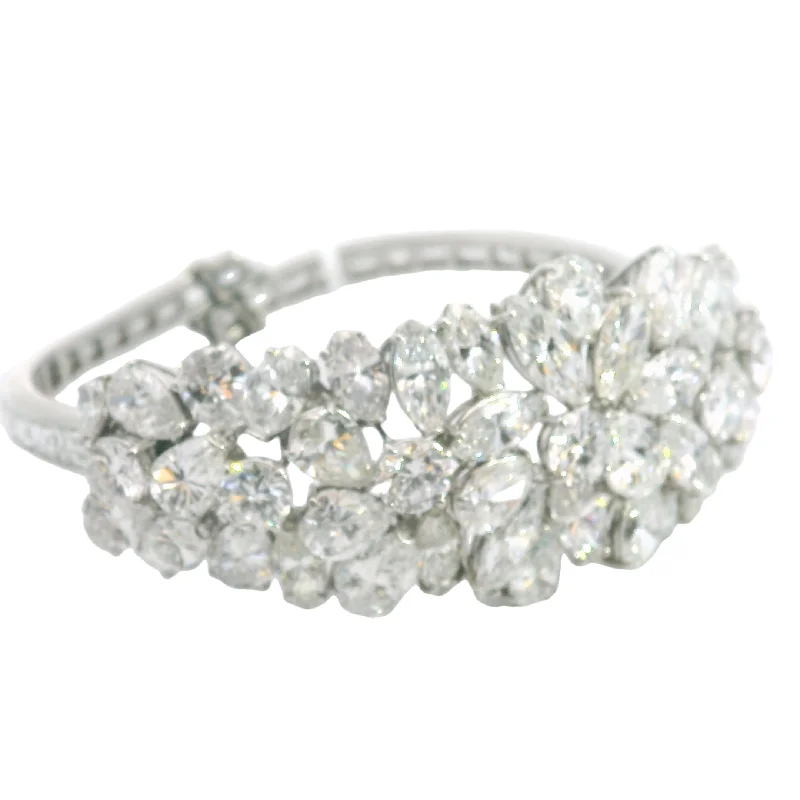 Platinum E. Ficcini 1950s Multi-Shape Diamond Bangle Bracelet