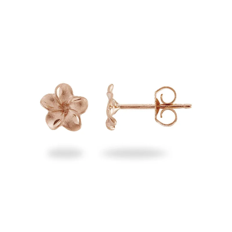 Plumeria Earrings in Rose Gold - 7mm